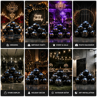 Grandes boules miroir gonflables brillantes en PVC, sphères décoratives pour l'extérieur, anniversaires, fêtes, grand ballon miroir réfléchissant noir gonflable