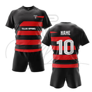 Uniforme de rugby pour homme à manches courtes, taille et couleur personnalisées, tissu en maille respirant léger, grande taille - Product Image 6