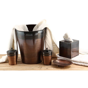 Ensemble de salle de bain de luxe en acier inoxydable bicolore, cinq pièces, finition antique, design simple et facile à nettoyer - Product Image 1