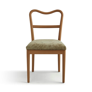 Chaise d'appoint en bois naturel de style Japandi avec dossier ergonomique en forme de cœur pour salle à manger à domicile - Product Image 5