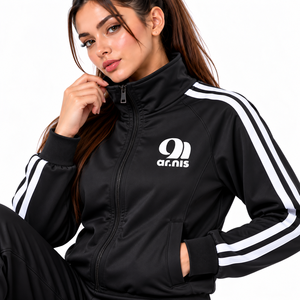 Custom <b>Women</b> <b>Quarter</b> <b>Zip</b> Cotton Blend Lightweight Tracksuit Set Oversized Fleece Half <b>Zip</b> <b>Sweatshirt</b> Wide Leg Sweatpants Side - Product Image 2