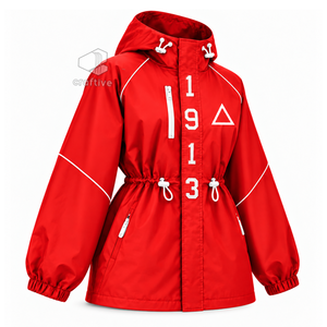 Delta |   Sigma | Chaqueta Impermeable Roja con Capucha para Mujer de Theta Sorority, Cortavientos con Cremallera Completa, Cintura Ajustable con Cordón, Abrigo Anorak para Exteriores - Product Image 2