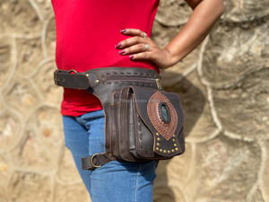 Unisex Motorcycle Hip <b>Pocket</b> <b>Belts</b> Travel <b>Belts</b> Waist <b>Pocket</b> Bum Bags Leather Biker <b>Belts</b> - Product Image 4