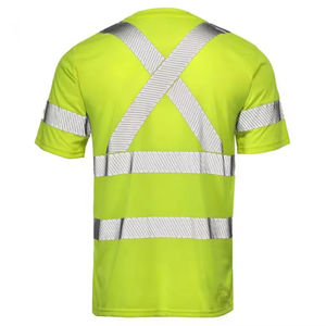 T-shirt de travail haute visibilité pour hommes, manches courtes, 220 GSM, réfléchissant, piqué, transfert thermique personnalisé, 100% coton, pour travailleurs - Product Image 6
