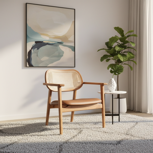 Sillón de Estilo Mid-Century con Estructura de Madera de Teca con Acabado Natural - Sillón Lotus para Muebles de Sala de Estar - Product Image 3