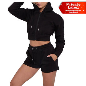 Performance Activewear Women Hoodies Shorts Set Moisture Wicking Gym Outfits Breathable Sports Fitness Women Hoodies Shorts Set - Product Image 1