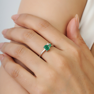 Elegant New Design 925 Sterling <b>Silver</b> Natural <b>Emerald</b> Gemstone & Diamond <b>Ring</b> Everyday Wear Fine Jewelry - Product Image 2