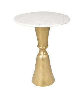 Modern <b>Round</b> Marble Top <b>Side</b> <b>Table</b> With <b>Gold</b> Metal Base Indoor Living Room Decor Accent Piece - Product Image 2