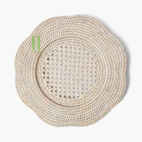 Assiette de table artisanale en bambou naturel tressé de haute qualité, écologique, couleur personnalisée, style bohème, épaisseur 10 mm, logo personnalisé, diamètre 33/35 cm