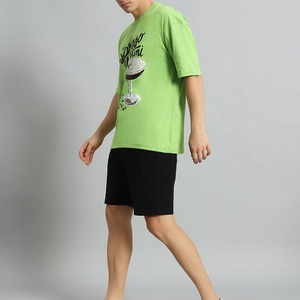 Nouvel ensemble d'été décontracté pour homme : T-shirt à manches courtes et short respirant 100 % coton, séchage rapide, motif uni, personnalisable - Product Image 4