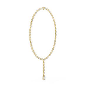 Collier en or jaune avec diamant de laboratoire taille poire en forme de Y |   Collier de tennis élégant pour femmes, bijoux de luxe - Product Image 1