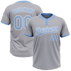 Venta al por mayor directa de la industria: Jersey de sóftbol unisex con dos botones, personalizado, negro y azul, con hojas de palma tropicales 3D de Hawái, el más vendido. - Product Image 2