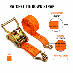 Sangle à cliquet de 38 mm, 2000 kg, en polyester haute résistance pour le transport de marchandises, solution de fixation de charge, logo personnalisé, service OEM - Product Image 4