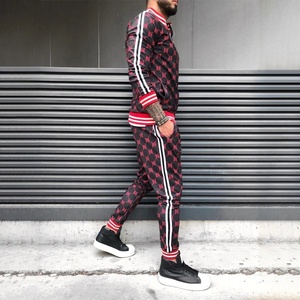 Ensemble de survêtement sublimation en tissu imprimé pour hommes, tenue urbain avec ourlet et manchette à fermeture éclair, nouvelle mode, 2 pièces - Product Image 3
