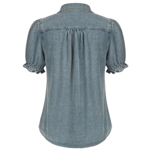 Chemise en jean denim pour femmes grandes tailles, à motif imprimé, respirante, écologique, séchage rapide, boutonnée, manches courtes - Product Image 2
