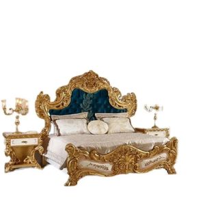 Offre Spéciale : Ensemble de Chambre Luxe Mandarin Oriental Royal Or Sculpté, Cadre de Lit Rembourré Bleu Marine, Style Palais Classique Européen - Product Image 6
