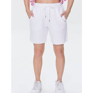 Short de jogging pour femme de haute qualité, couleur unie, taille mi-haute avec cordon de serrage, coupe classique personnalisée, 100% coton respirant - Product Image 4