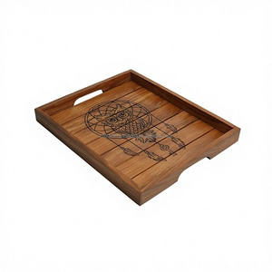 Bandeja Exclusiva Hecha a Mano de Madera de Acacia e Incrustaciones de Hueso, Bandeja Decorativa de Lujo Personalizada para Servir en el Hogar, Cocina y Hoteles - Product Image 1