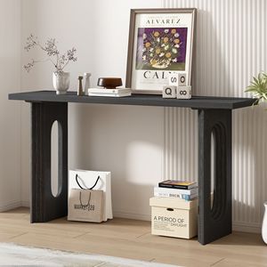 Consolle in Legno Massello Impiallacciato di Frassino Mandshurico dal Design Unico con Gambe Rotonde Cave Distintive - Product Image 2