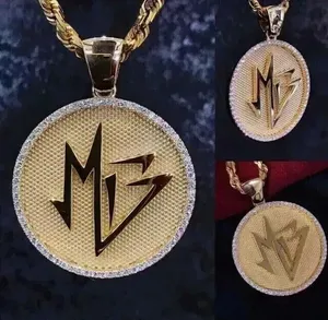 Pendentif personnalisé en or jaune 14 carats plaqué or avec moissanite véritable ronde de 2,50 carats - Product Image 4