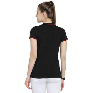 Polo à manches courtes noir pour femme, couleur unie, tricoté, décontracté - Product Image 5