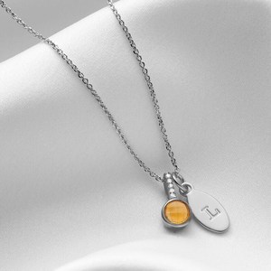 Collar con inicial de citrino, plata de ley 925, collar con piedra de nacimiento de noviembre, joyería de escorpio, regalo de cumpleaños para mujer - Product Image 5