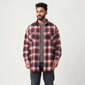 <b>Men</b> <b>Flannel</b> Long <b>Shirts</b> Loose Fit Oversize Night Wear Top Casual 100% Cotton Polyester Baggy Drop Shoulder Long <b>Shirts</b> <b>Men's</b> - Product Image 1