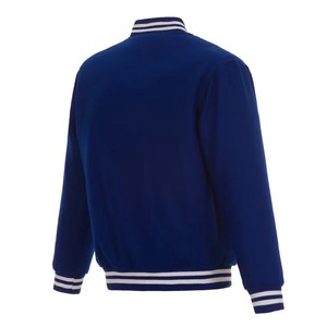 <b>Mens</b> <b>Blue</b> Varsity Jacket Stand Collar Regular Fit Single Button Closure 100% Wool Material Winter Streetwear - Product Image 6