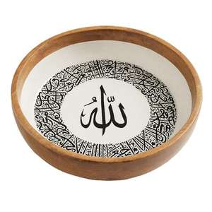 Luxury Mango Wood Enamel <b>Printed</b> Bowl for <b>Islamic</b> Ramadan Serving - Product Image 6