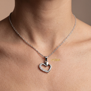 Hermosas Joyas Zyorio, Juego de Joyería de Plata de Ley 925 Chapada en Oro Rosa con Colgante de Corazón de Diamantes de Lujo para Mujer, Compromiso - Product Image 3