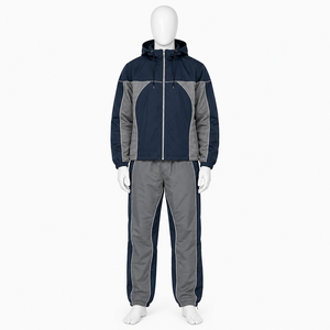 Ensemble de survêtement personnalisé avec broderie, veste zippée, pantalon de jogging en nylon, coupe-vent, survêtements de sport pour hommes - Product Image 1