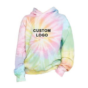 Sudadera con Capucha Tie Dye con Logotipo Personalizado, Unisex, Felpa Francesa, Casual, Holgada, con Bolsillo Frontal Estampado, para Verano - Product Image 1