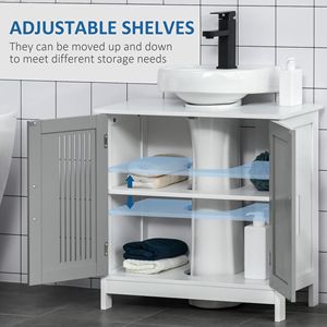 Mobiletto Sottolavabo Grigio e Bianco, Armadietto da Bagno di Alta Qualità, Mensole per Bagno - Product Image 5