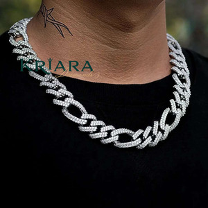 Men's 18k Gold Plated Rhodium S925 Silver Lab Grown Diamond Link Chain <b>Statement</b> <b>Necklace</b> Hiphop Style Wedding Everyday Wear - Product Image 1