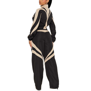ชุดเซ็ตเสื้อแจ็คเก็ตกันลมกันน้ำระบายอากาศได้ดีสำหรับผู้หญิง ชุดลำลองสีพื้น  รับสั่งทำสี ขนาด และโลโก้ ผ้าฝ้าย 100% - Product Image 2