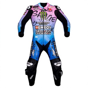 ชุดแข่งรถมอเตอร์ไซค์ Fabio Quartararo Ramaha MotoCP ทำจากหนังวัว/หนังจิงโจ้ สำหรับขับขี่บนสนาม/ขี่มอเตอร์ไซค์ ชุดจั๊มสูทหนังสำหรับนักขี่มอเตอร์ไซค์/ชุดนักแข่งระดับ 2 CE Pro - Product Image 1