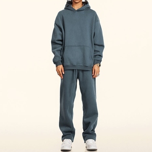 Ensemble de survêtement pour homme grande taille respirant de haute qualité, imprimé uni, tissu personnalisé, 2 pièces, tenue de sport décontractée pour l'entraînement et le jogging - Product Image 3