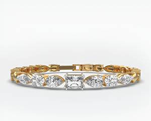 Pulsera de tenis de oro amarillo de 18 quilates con diamantes cultivados en laboratorio E VVS CVD de múltiples formas, estilo étnico para mujer, certificado IGI - Product Image 1