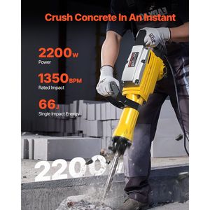 2200W 1350 BPM Heavy Duty Electric Jack Hammer Concrete Breaker with 4pcs <b>Chisels</b> Bit Glov <b>Power</b> Rotary Hammers-Demolition - Product Image 2