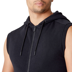 Prix d'usine – Débardeur de sport à capuche pour homme, gris uni, en coton, pour la gym, sans manches, grande taille, faible MOQ, personnalisable - Product Image 5