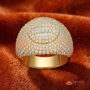 14K Gold Plated Moissanite <b>Ring</b> <b>Men</b> Hip Hop Iced Out Baguette Cluster Championship <b>Ring</b> Luxury Fashion Style - Product Image 1