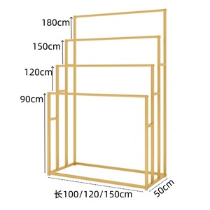 Étagère de présentation moderne en métal doré poli, sur pied, à 1 niveau, pour magasin de vêtements, avec étagères réglables - Product Image 5