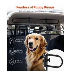 Barriera per cani nera regolabile facile da installare con divisorio in metallo per auto, animali domestici, sedili per animali domestici, trasportino da viaggio - Product Image 5