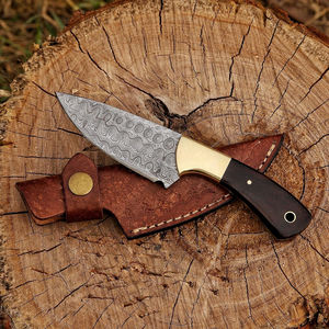 Cuchillo desollador de acero de Damasco hecho a mano, herramienta artesanal, cuchillo desollador de Damasco con hoja curva para desollar, cuchillo desollador de acero de Damasco - Product Image 1