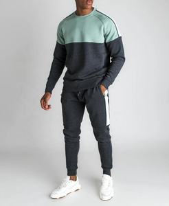 Chándal ajustado para hombre, conjunto de dos piezas con rayas blancas laterales - Product Image 1