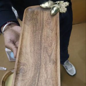 Bandeja de Madera de Acacia para Servir Aperitivos, Platos Rectangulares de Madera para Decoración del Hogar, Alimentos y Almacenamiento de Verduras - Product Image 1