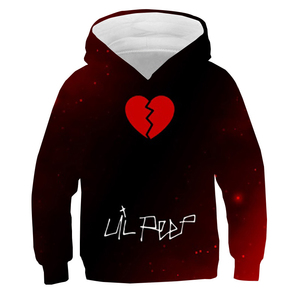 Sweat-shirt à capuche pour homme Lil Peep, imprimé cœur brisé rouge, coupe classique, coton tricoté, vêtement d'automne, style hip-hop - Product Image 1