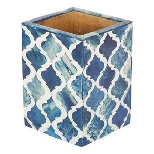 HASAN CRAFT Support à stylos en bois artisanal moderne et écologique avec incrustation de os bleu, organiseur de bureau, vase de table, décoration de bureau - Product Image 6