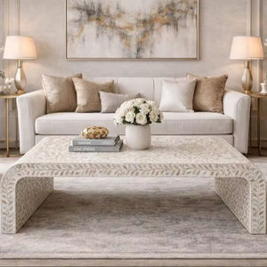 Mesa de Centro Hecha a Mano con Madreperla |   Decoración de Lujo con Incrustaciones Florales - Product Image 1