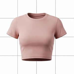 Camisetas Cortas de Lona Extra Grandes para Mujer, Ropa Deportiva Ecológica, Estilo Urbano Informal, Fabricante Directo, Ropa Deportiva para Gimnasio - Product Image 1